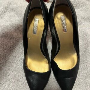 GUESS Black Pointed Toe Heels with Gold Insole